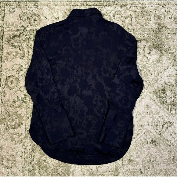 & Other Stories Navy Floral Jacquard Button Down Top Size 2 NWOT - Picture 4 of 12